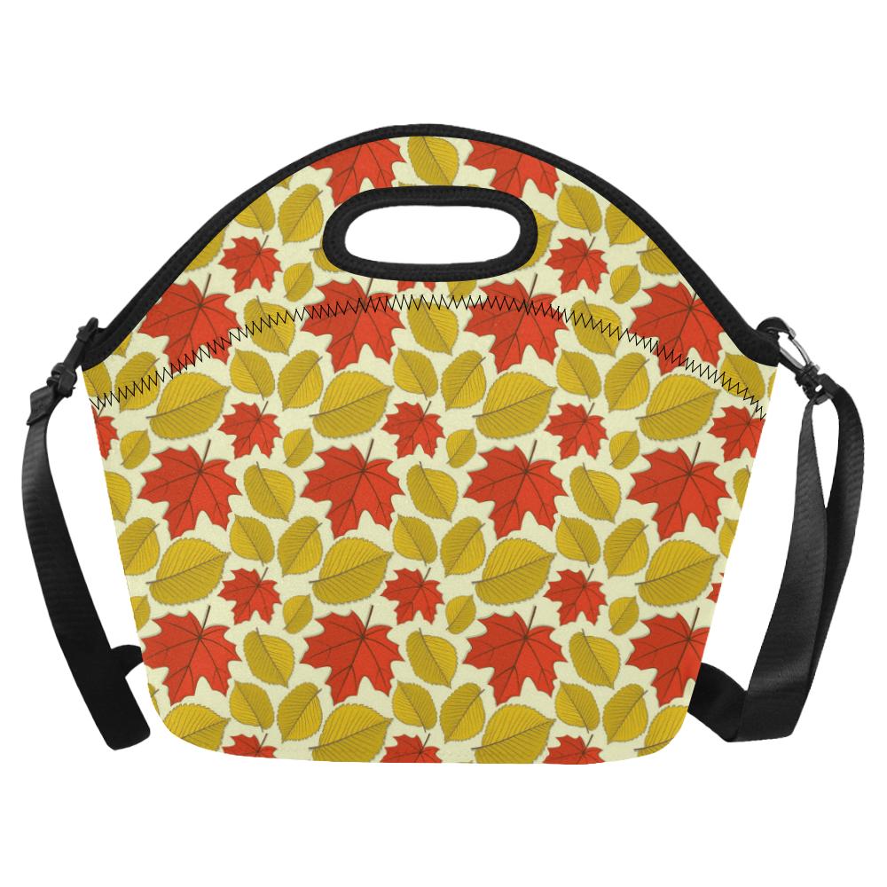 Elm Maple Leave Print Pattern Neoprene Lunch Bag (Model 1669)(Large)-JTAMIGO.COM