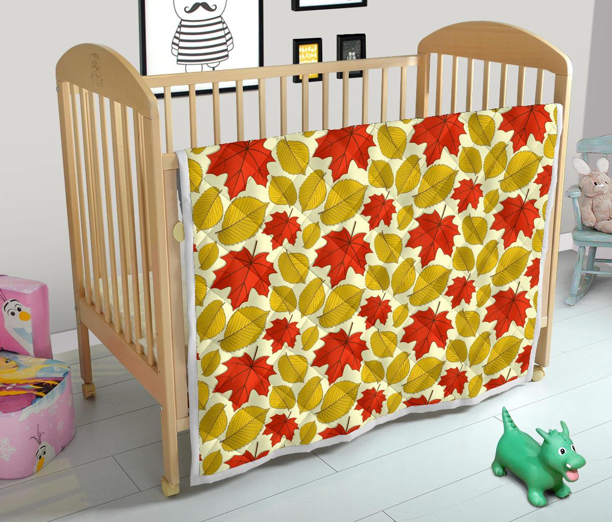 Elm Maple Leave Print Pattern Premium Quilt-JTAMIGO.COM