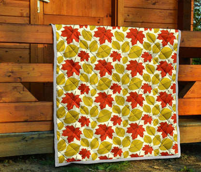 Elm Maple Leave Print Pattern Premium Quilt-JTAMIGO.COM