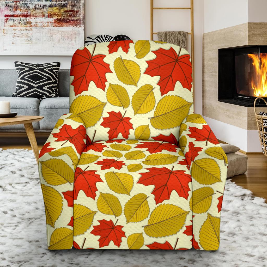 Elm Maple Leave Print Pattern Single Sofa Slipcover -JTAMIGO.COM