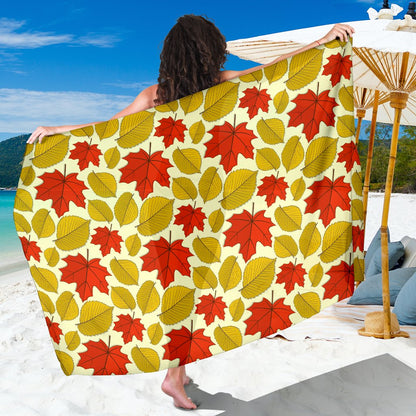 Elm Maple Leave Print Pattern Sarong Pareo Wrap