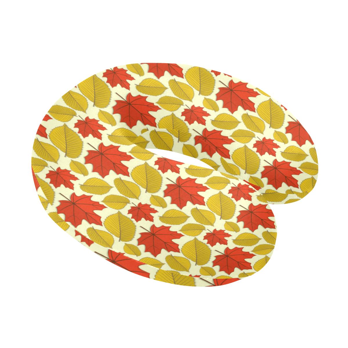 Elm Maple Leave Print Pattern U-Shaped Travel Neck Pillow-JTAMIGO.COM
