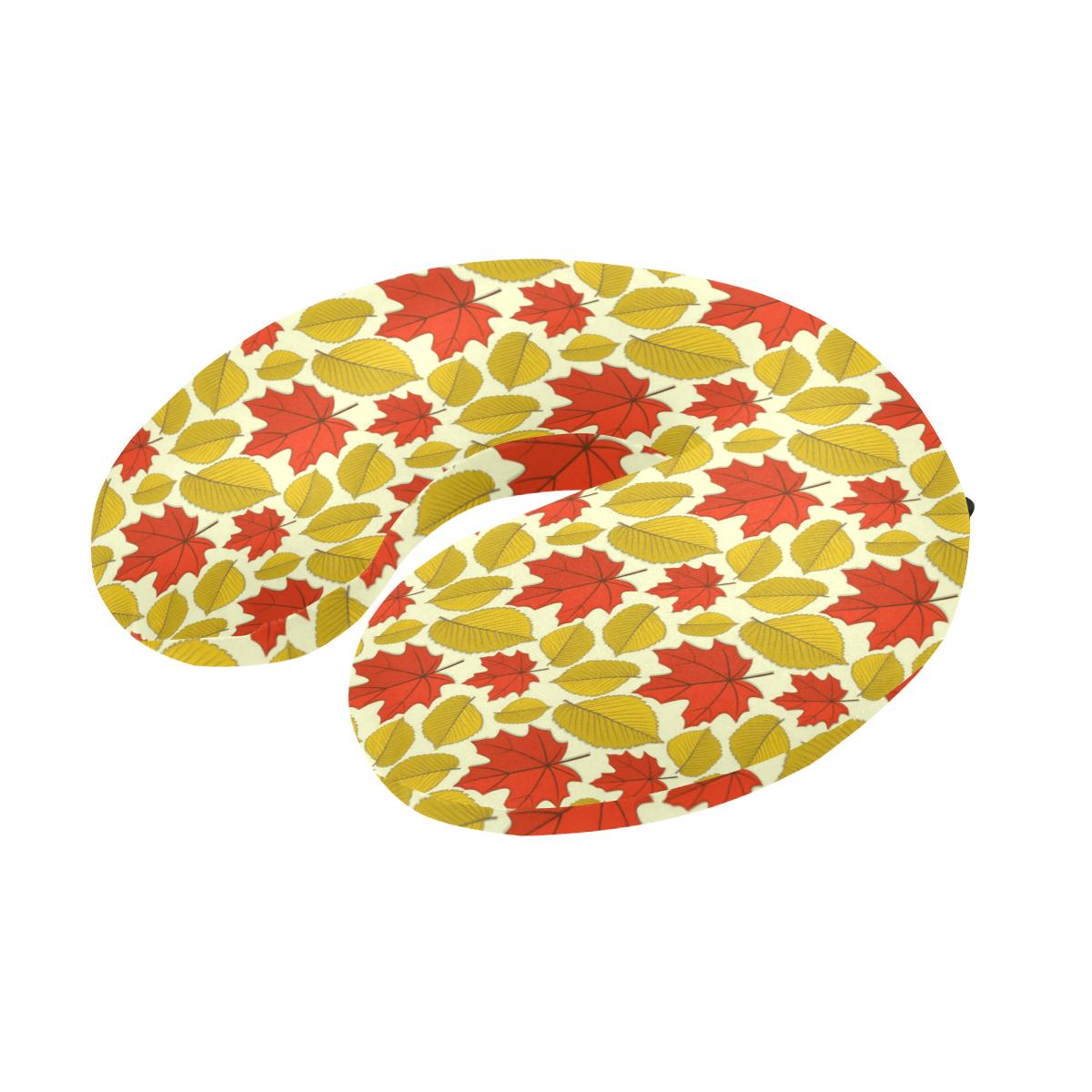 Elm Maple Leave Print Pattern U-Shaped Travel Neck Pillow-JTAMIGO.COM