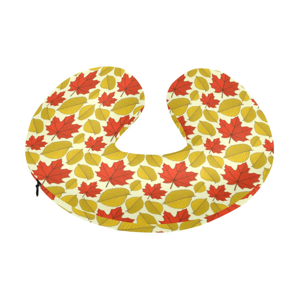 Elm Maple Leave Print Pattern U-Shaped Travel Neck Pillow-JTAMIGO.COM