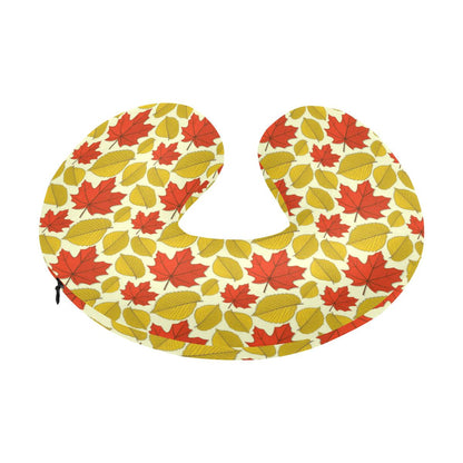 Elm Maple Leave Print Pattern U-Shaped Travel Neck Pillow-JTAMIGO.COM