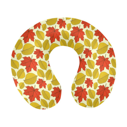 Elm Maple Leave Print Pattern U-Shaped Travel Neck Pillow-JTAMIGO.COM