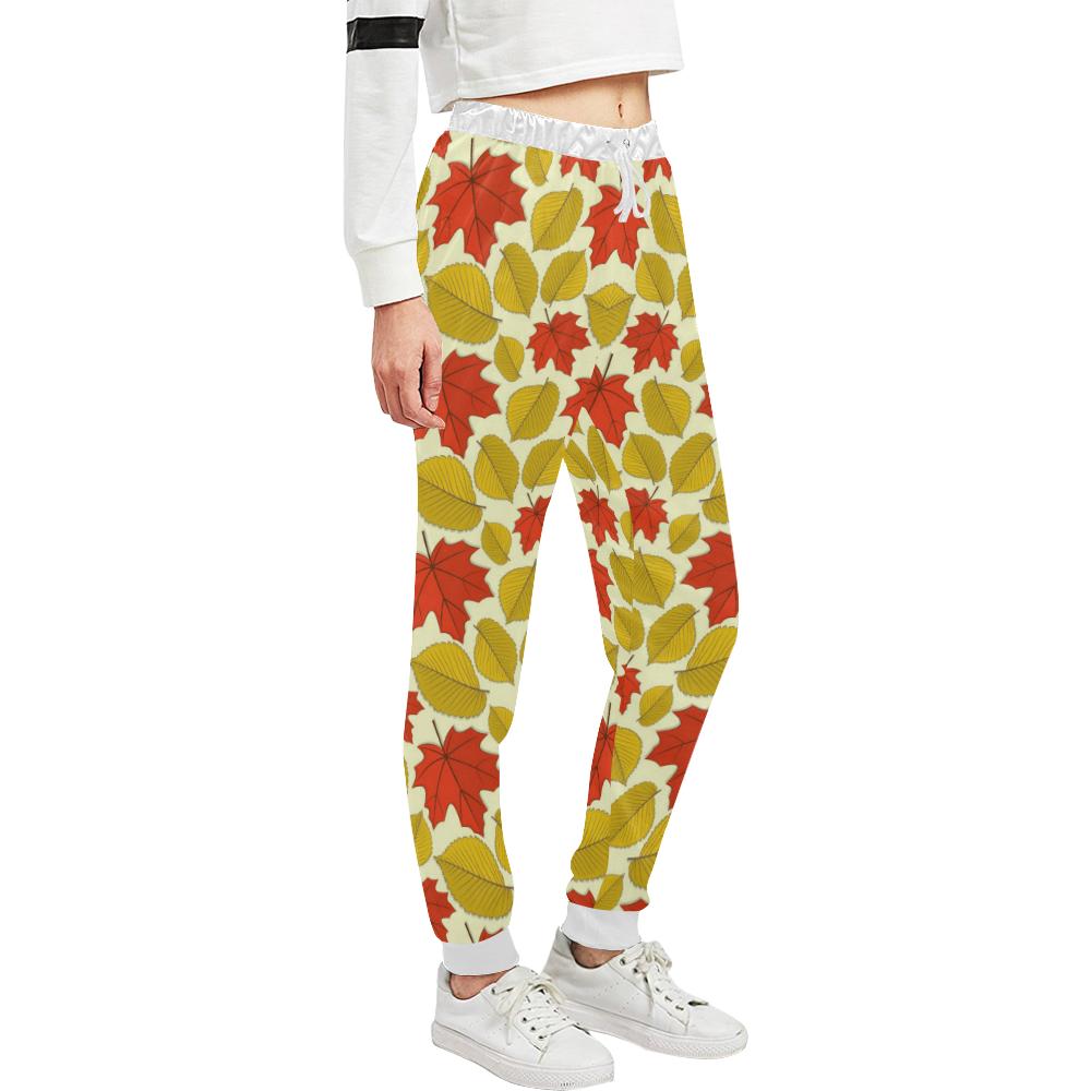 Elm Maple Leave Print Pattern Unisex Casual Sweatpants (Model L11)-JTAMIGO.COM