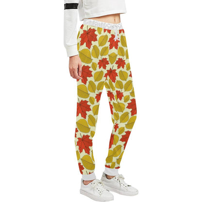 Elm Maple Leave Print Pattern Unisex Casual Sweatpants (Model L11)-JTAMIGO.COM
