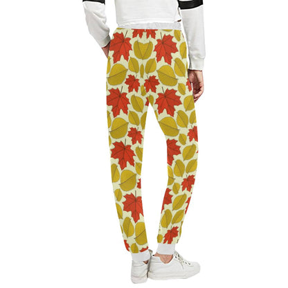 Elm Maple Leave Print Pattern Unisex Casual Sweatpants (Model L11)-JTAMIGO.COM
