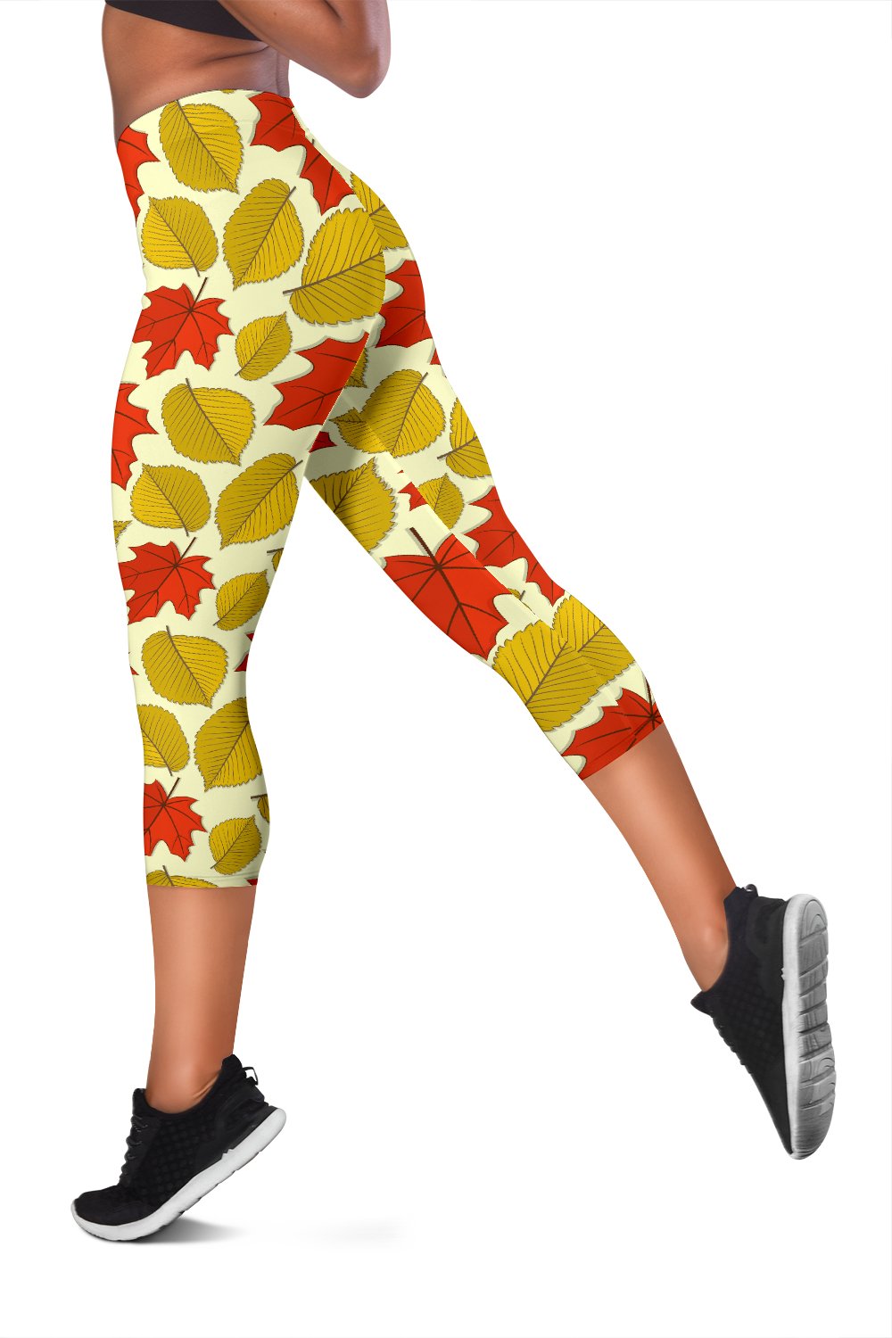 Elm Maple Leave Print Pattern Women Capris