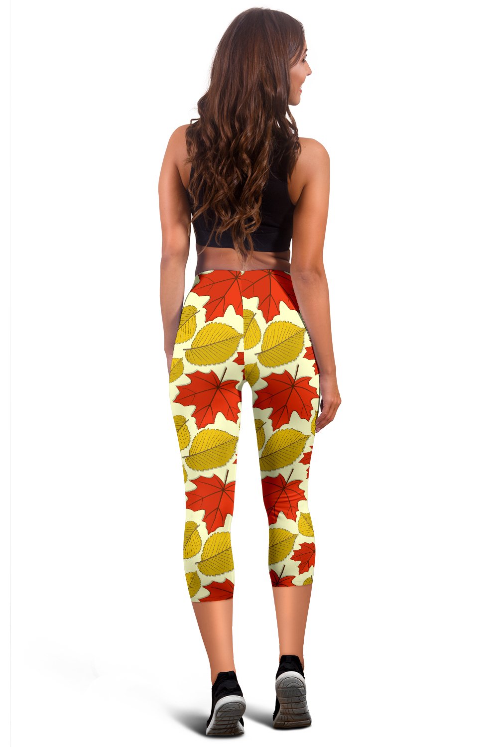 Elm Maple Leave Print Pattern Women Capris
