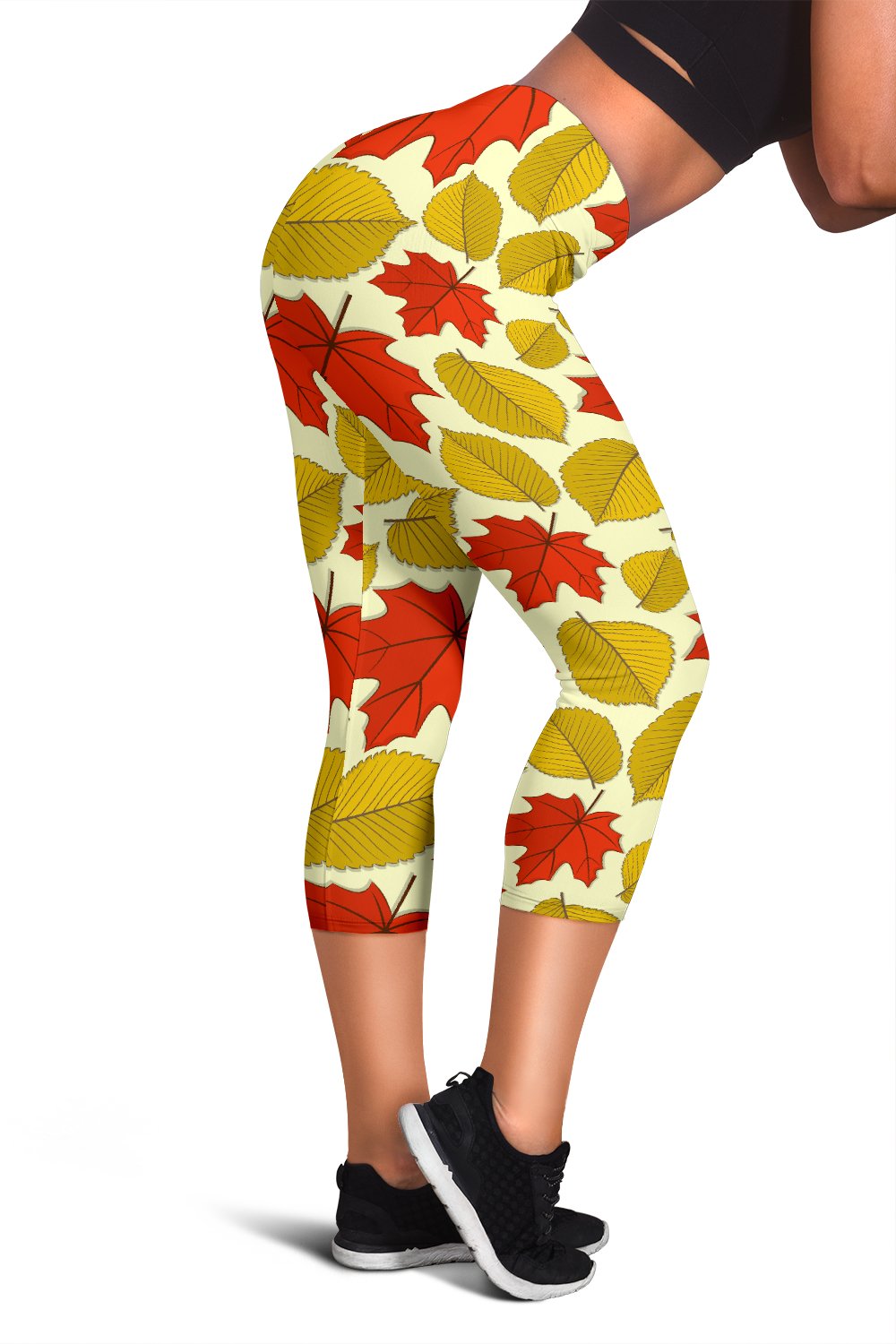Elm Maple Leave Print Pattern Women Capris