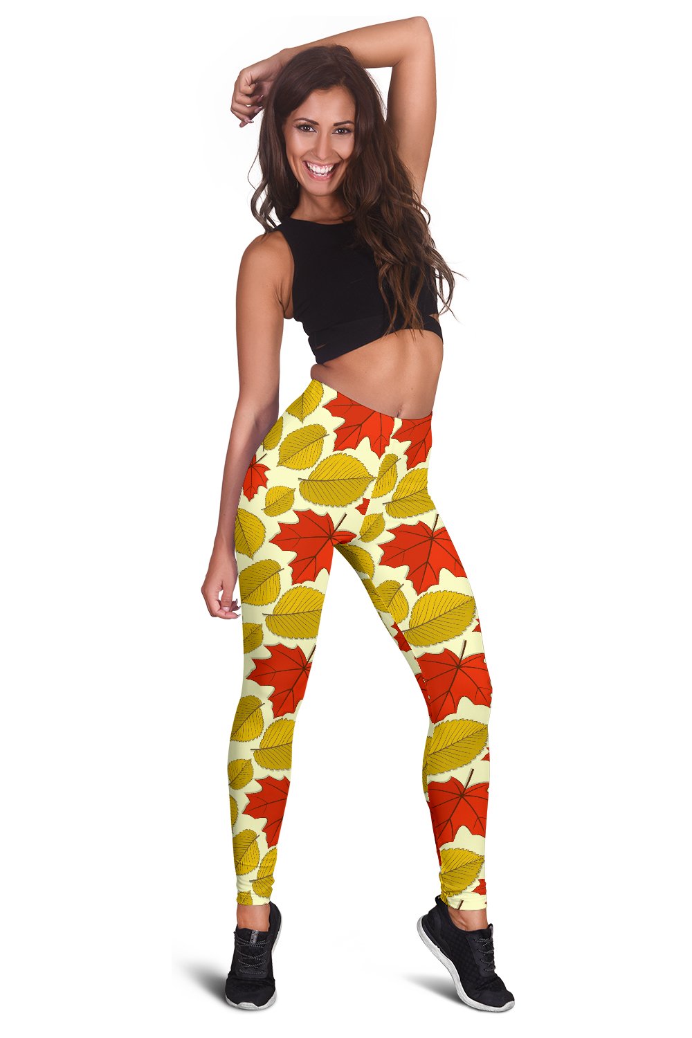 Elm Maple Leave Print Pattern Women Leggings