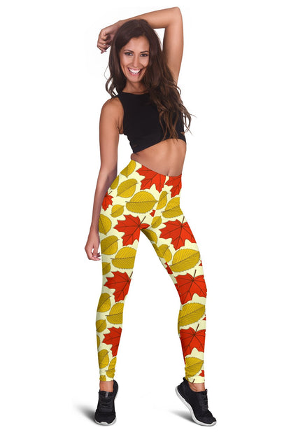 Elm Maple Leave Print Pattern Women Leggings