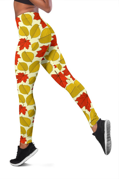 Elm Maple Leave Print Pattern Women Leggings