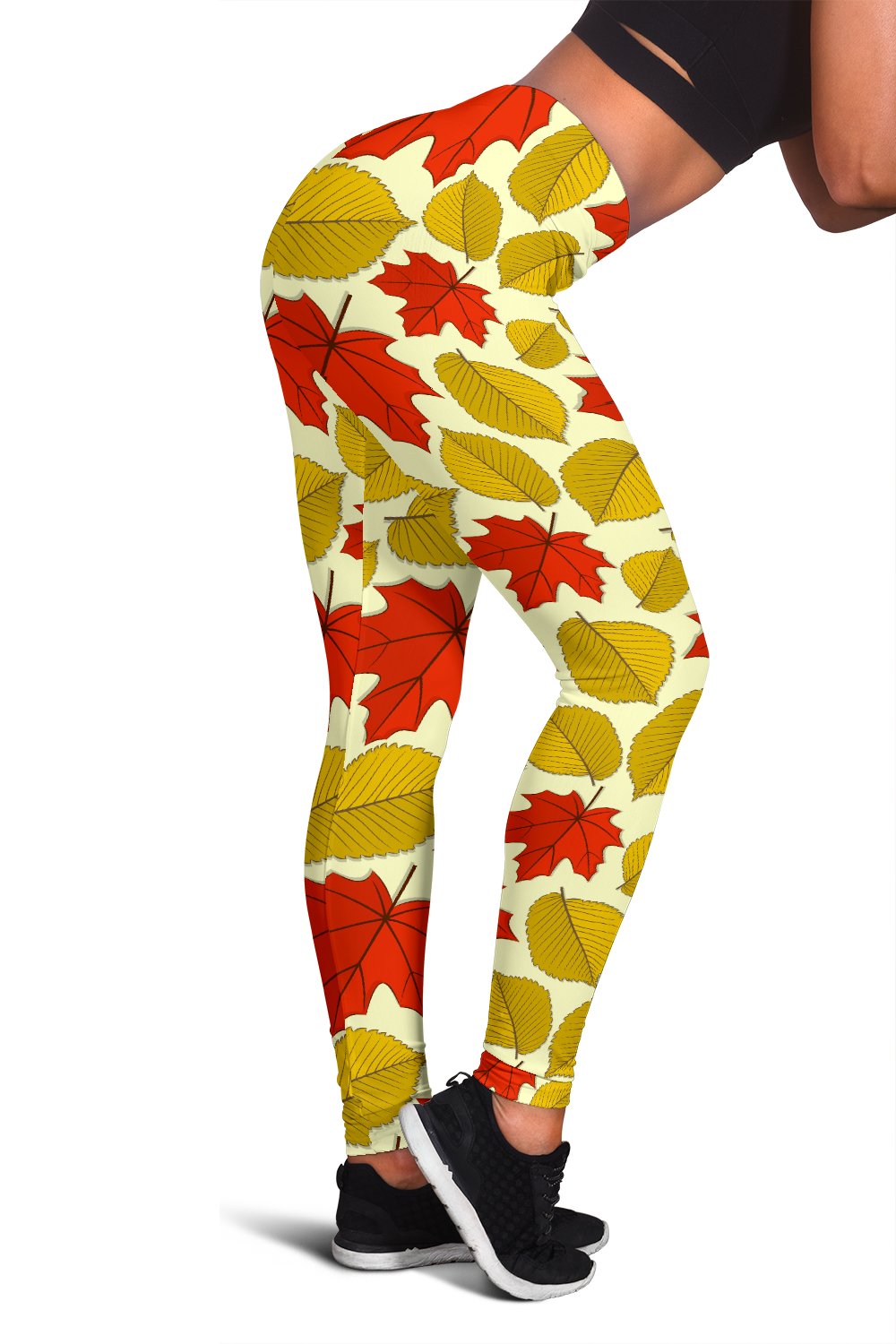 Elm Maple Leave Print Pattern Women Leggings