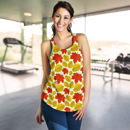 Elm Maple Leave Print Pattern Women Racerback Tank Top