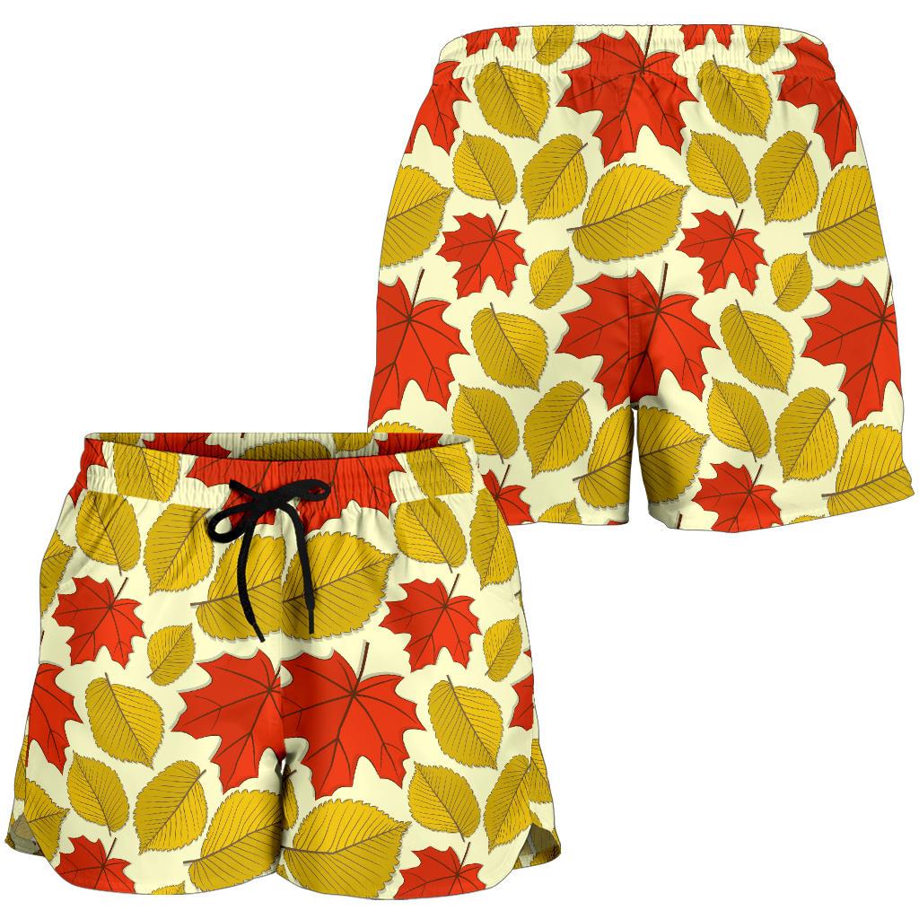 Elm Maple Leave Print Pattern Women Shorts-JTAMIGO.COM