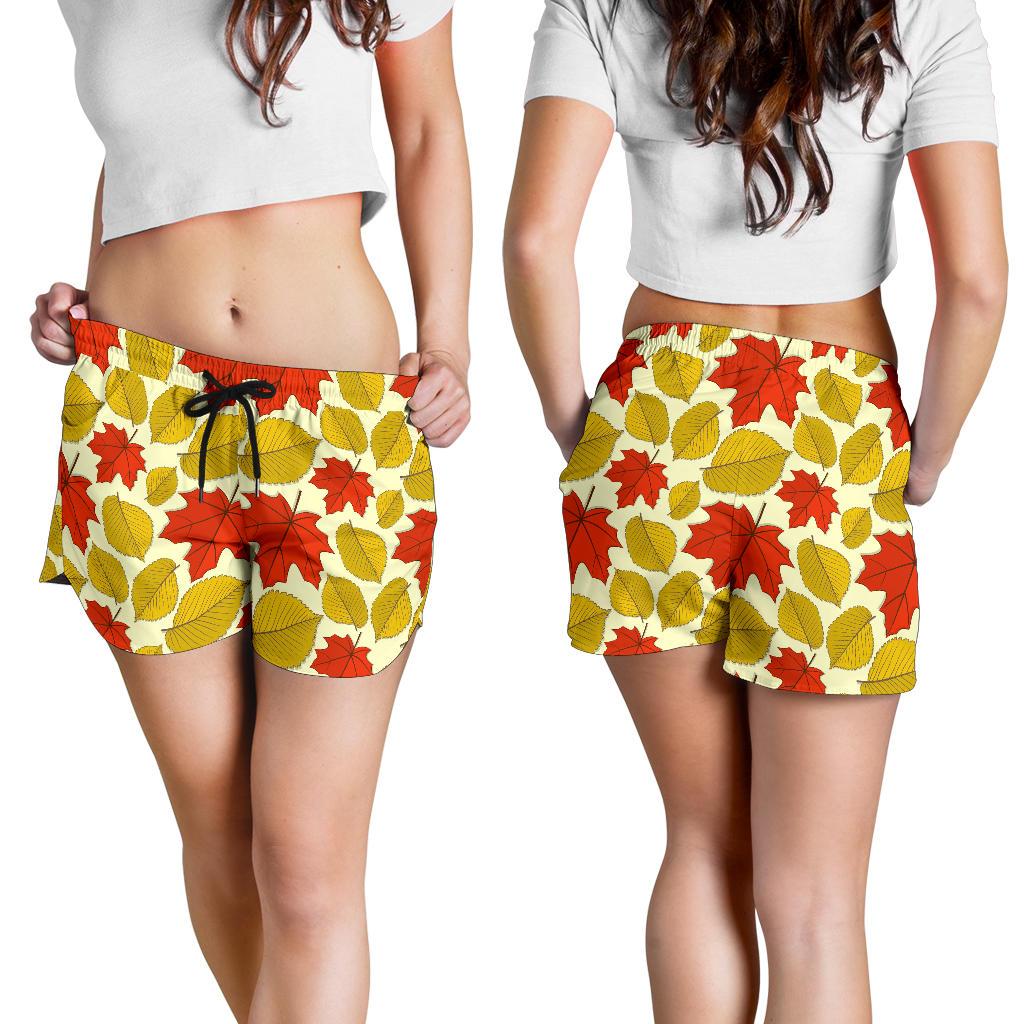 Elm Maple Leave Print Pattern Women Shorts-JTAMIGO.COM