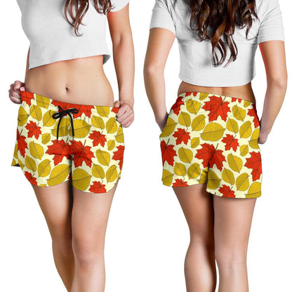 Elm Maple Leave Print Pattern Women Shorts-JTAMIGO.COM