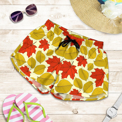 Elm Maple Leave Print Pattern Women Shorts-JTAMIGO.COM