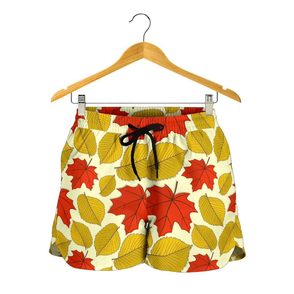 Elm Maple Leave Print Pattern Women Shorts-JTAMIGO.COM