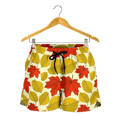 Elm Maple Leave Print Pattern Women Shorts-JTAMIGO.COM