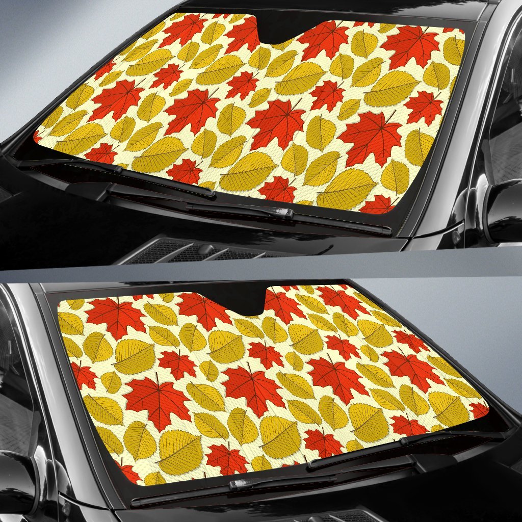 Elm Maple Leaves Print Pattern Car Sun Shade For Windshield