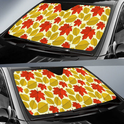 Elm Maple Leaves Print Pattern Car Sun Shade For Windshield