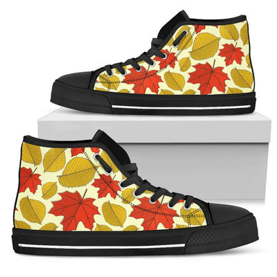 Elm Maple Leaves Print Pattern Women High Top Shoes