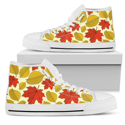 Elm Maple Leaves Print Pattern Women High Top Shoes