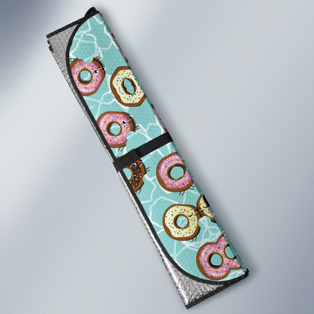 Emoji Donut Print Pattern Car Sun Shade For Windshield
