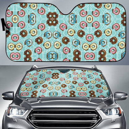 Emoji Donut Print Pattern Car Sun Shade For Windshield