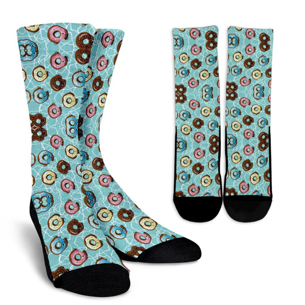 Emoji Donut Print Pattern Crew Socks