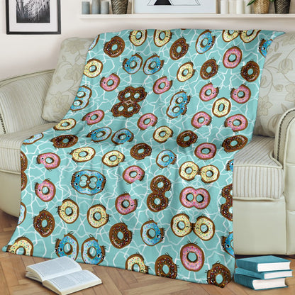 Emoji Donut Print Pattern Fleece Blanket