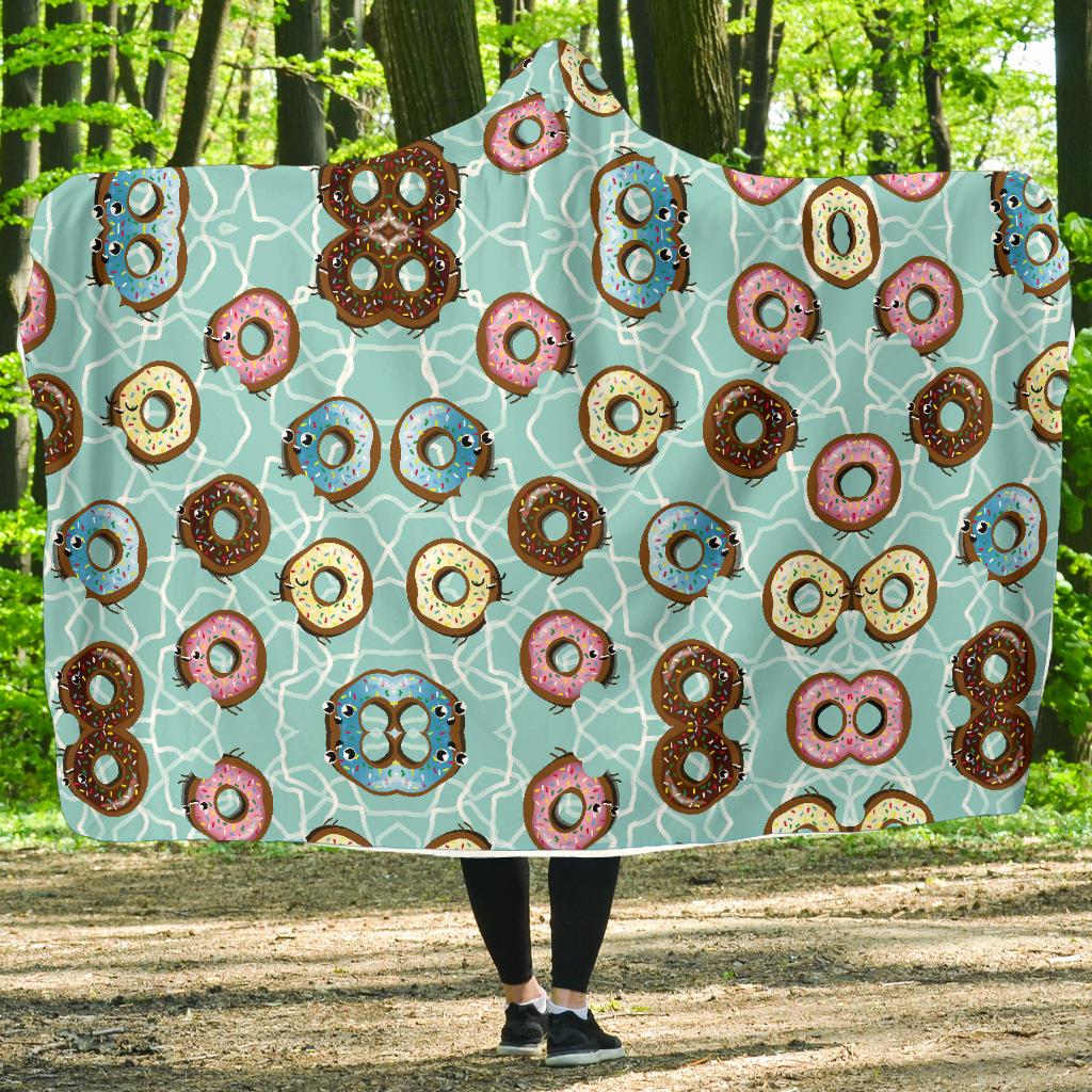 Emoji Donut Print Pattern Hooded Blanket-JTAMIGO.COM