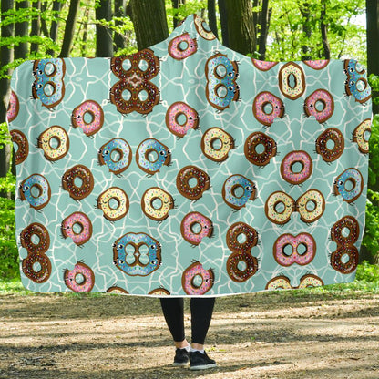 Emoji Donut Print Pattern Hooded Blanket-JTAMIGO.COM