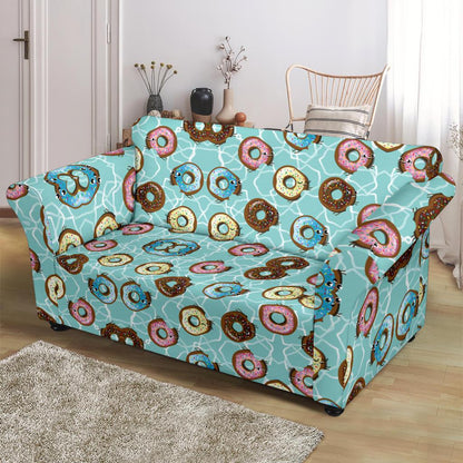 Emoji Donut Print Pattern Loveseat Slipcover-JTAMIGO.COM
