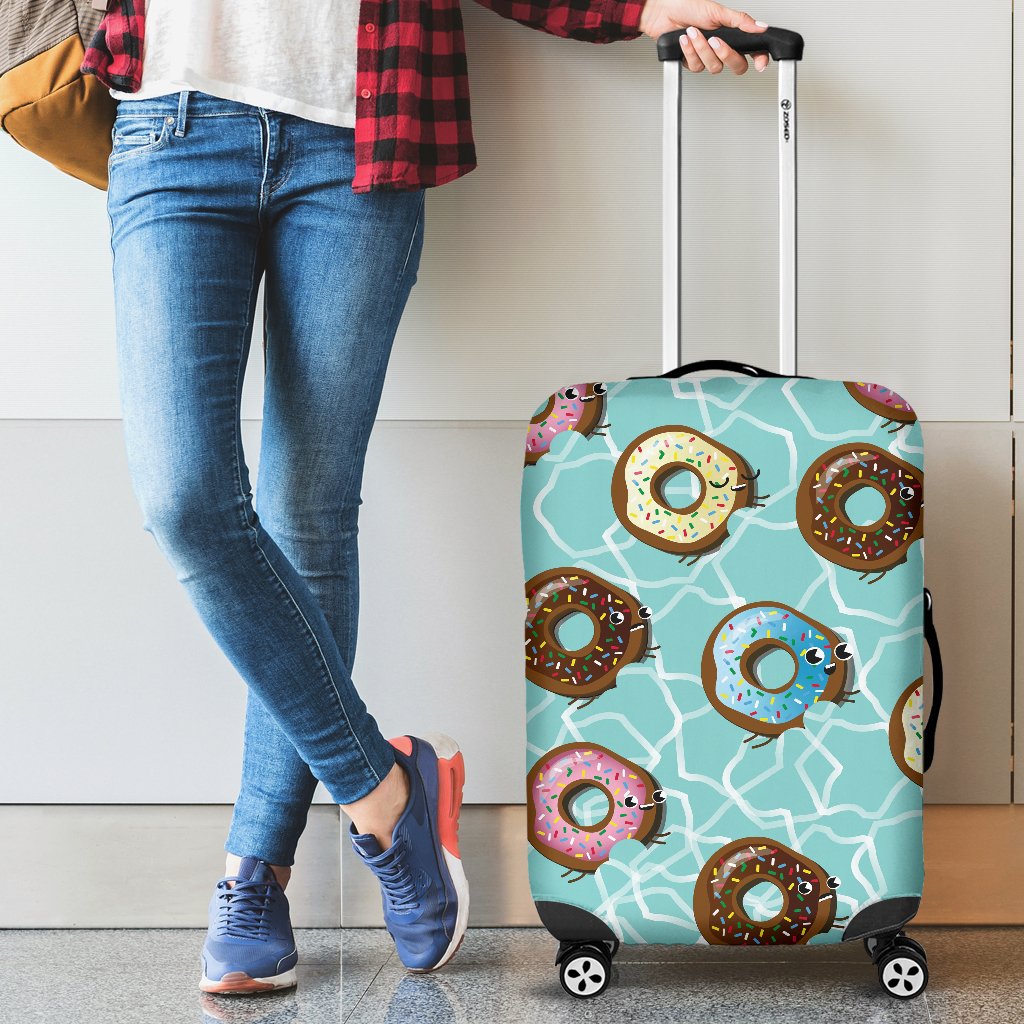 Emoji Donut Print Pattern Luggage Cover Protector