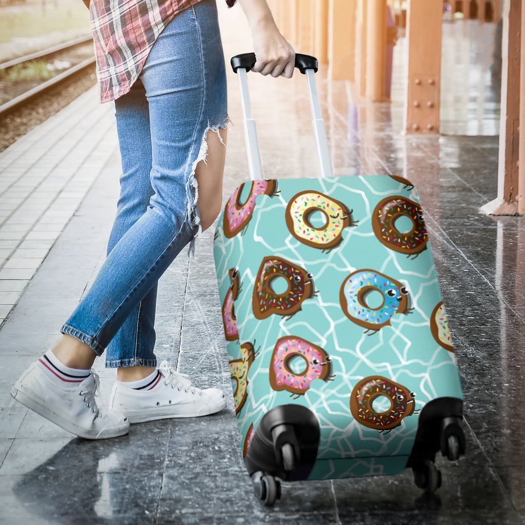 Emoji Donut Print Pattern Luggage Cover Protector
