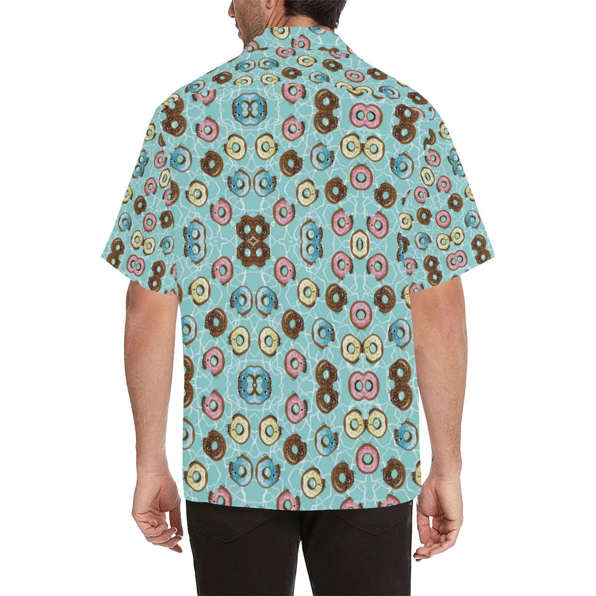 Emoji Donut Print Pattern Men Aloha Hawaiian Shirt