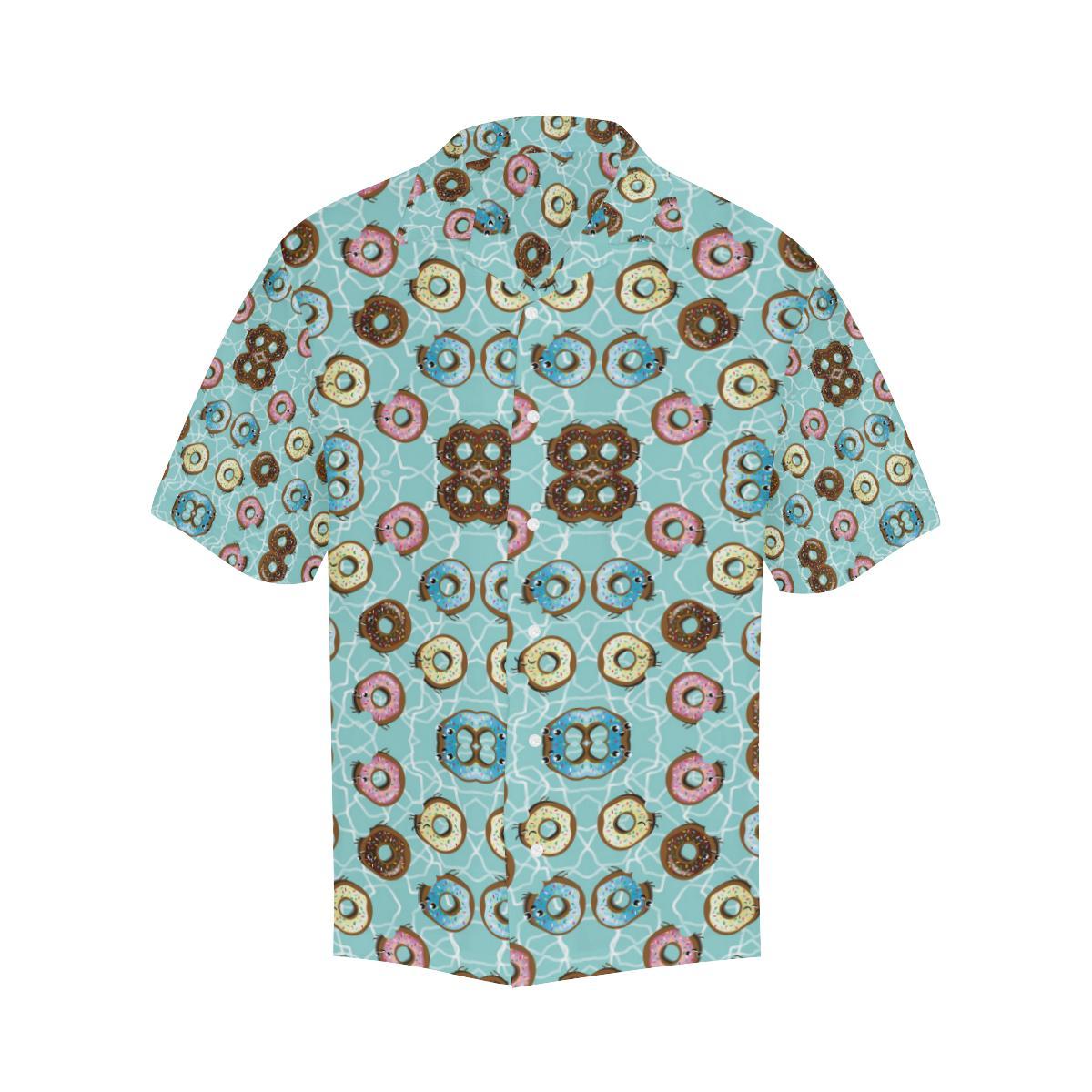 Emoji Donut Print Pattern Men Aloha Hawaiian Shirt