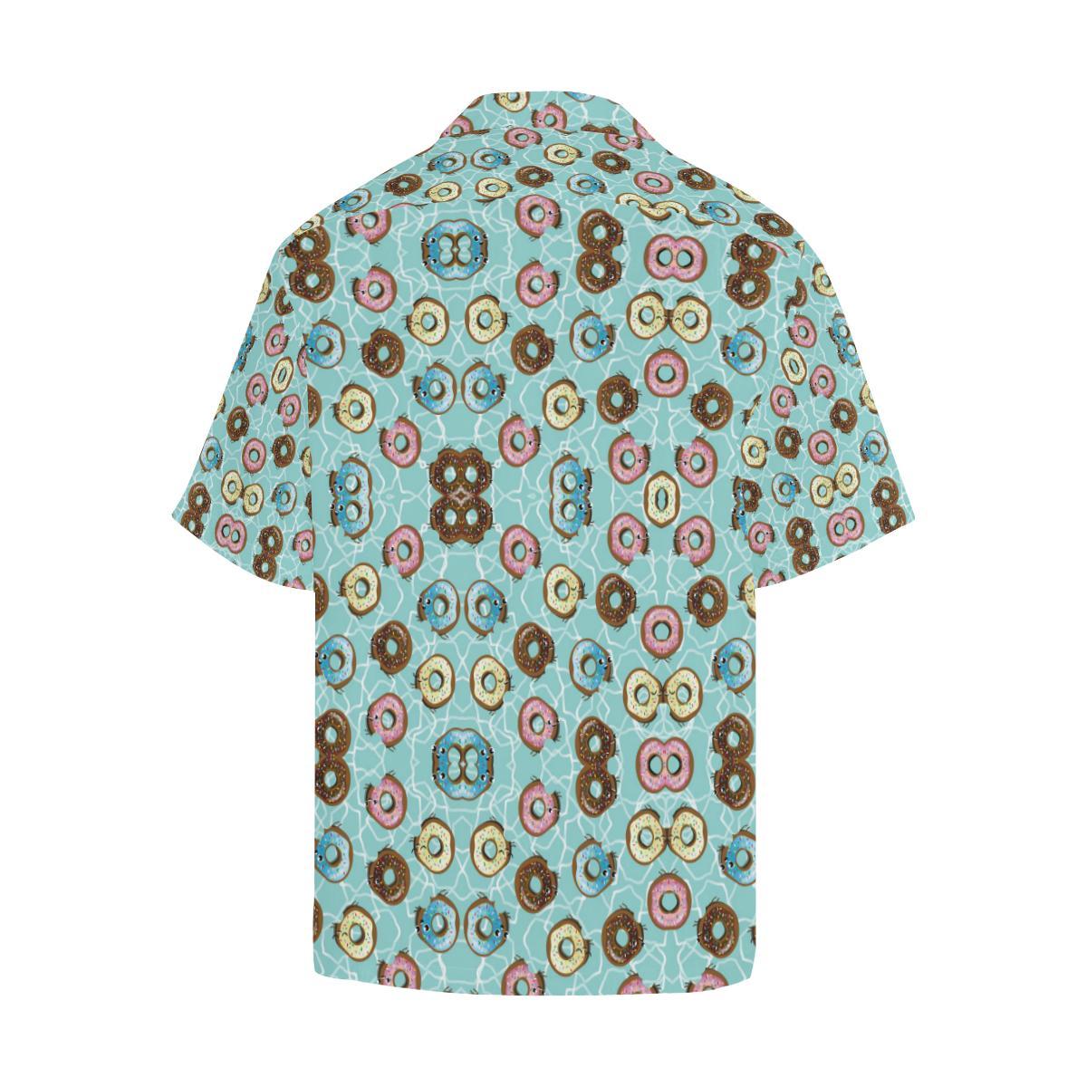 Emoji Donut Print Pattern Men Aloha Hawaiian Shirt