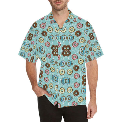 Emoji Donut Print Pattern Men Aloha Hawaiian Shirt