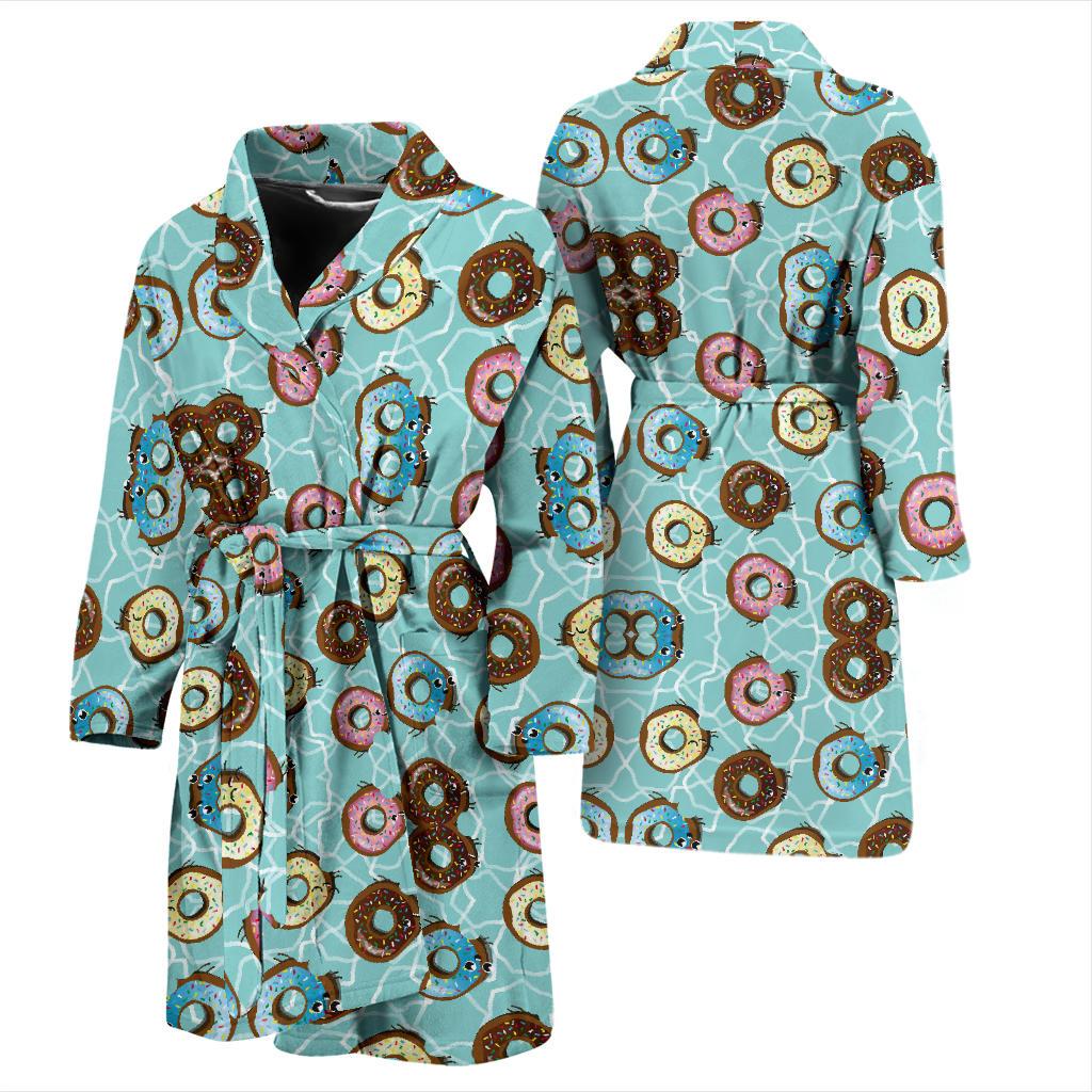 Emoji Donut Print Pattern Men Bath Robe-JTAMIGO.COM