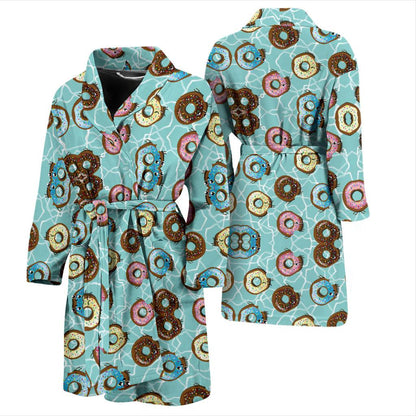 Emoji Donut Print Pattern Men Bath Robe-JTAMIGO.COM