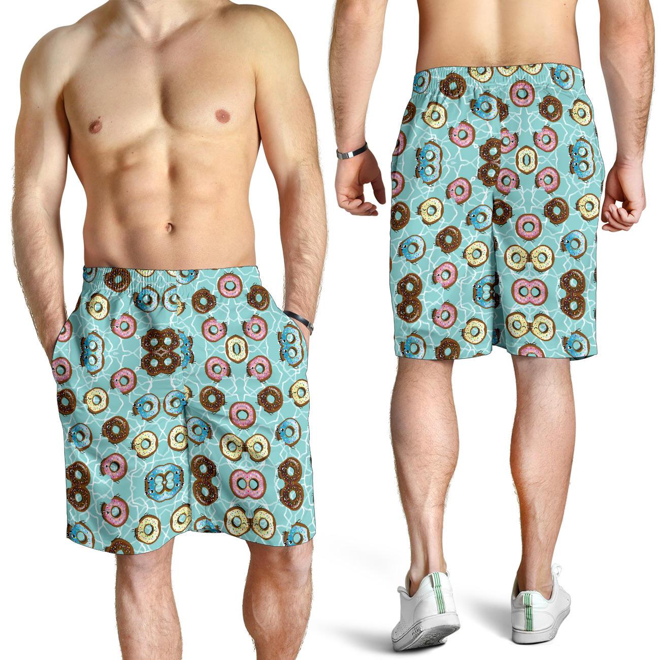 Emoji Donut Print Pattern Mens Shorts-JTAMIGO.COM