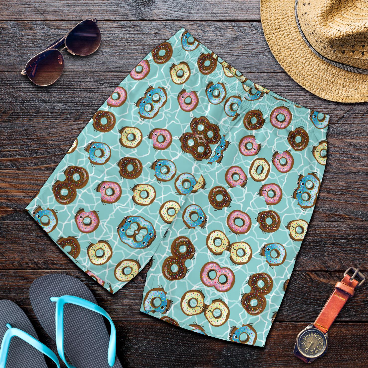 Emoji Donut Print Pattern Mens Shorts-JTAMIGO.COM