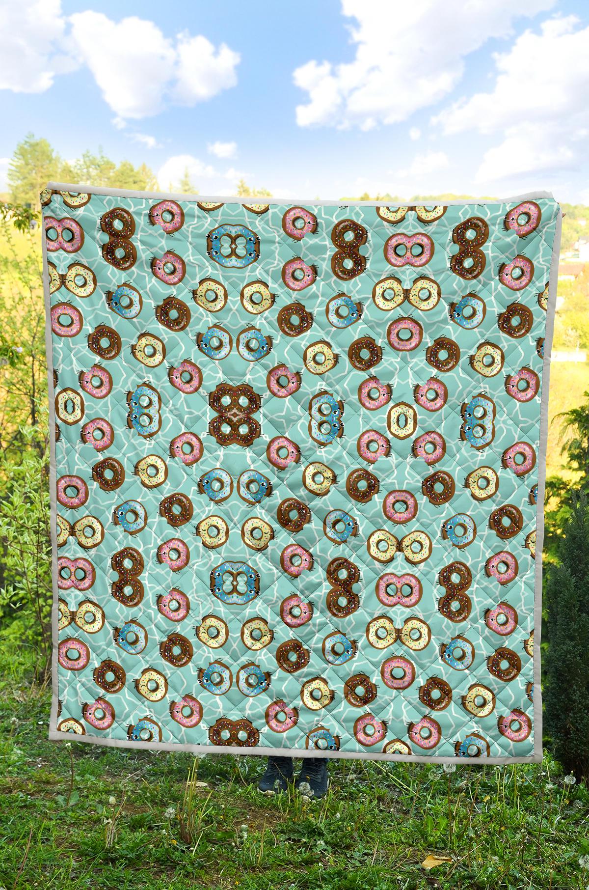Emoji Donut Print Pattern Premium Quilt-JTAMIGO.COM