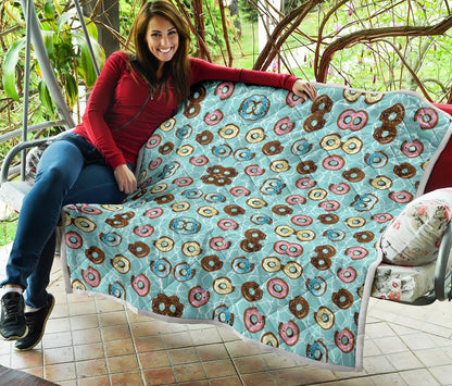 Emoji Donut Print Pattern Premium Quilt-JTAMIGO.COM